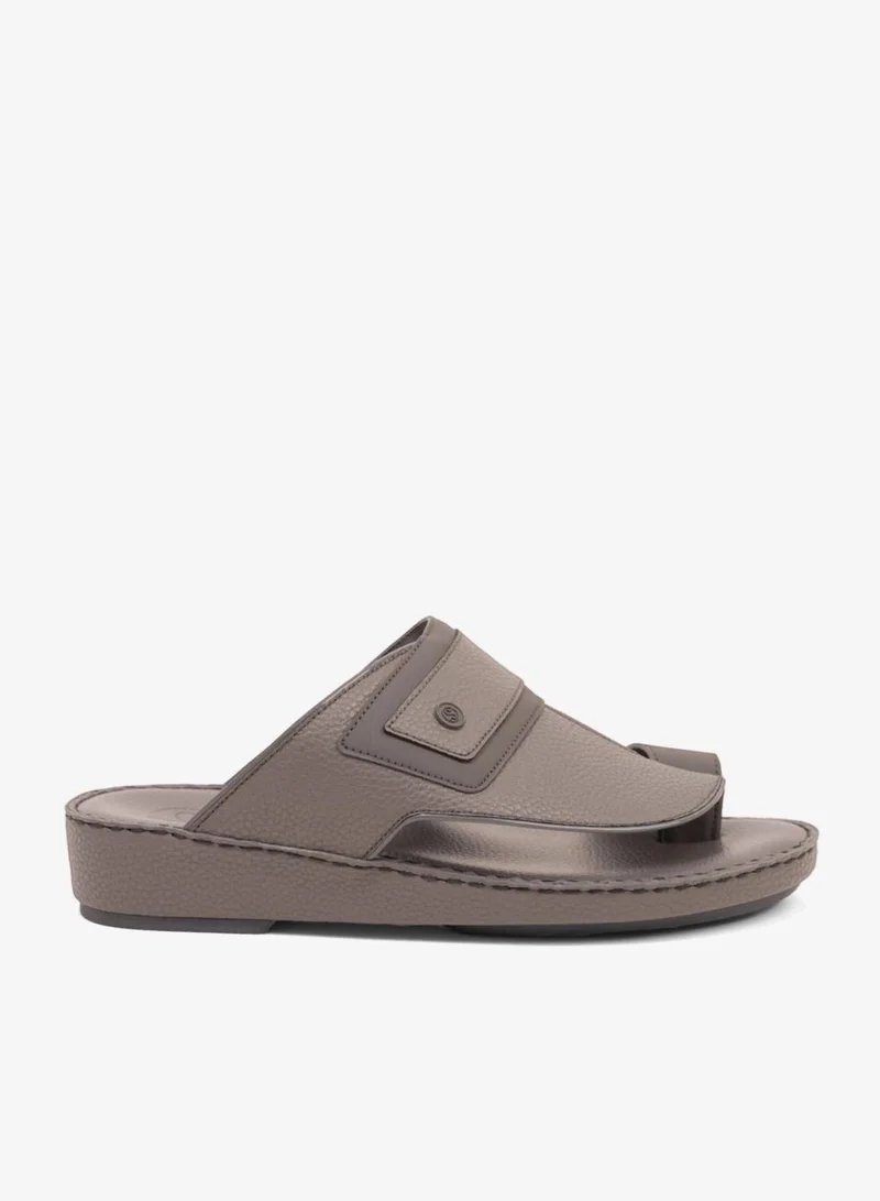 Comfort Plus COMFORT PLUS LEATHER SANDALS WITH COMFORTABLE FOOTBED GREY